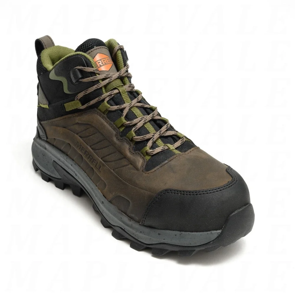 Merrell Moab Speed 2 LX Mid CF Men's Sz 10 Waterproof Work Boots Wide Dark Taupe